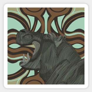 African Hippo Modern Abstract Background Sticker